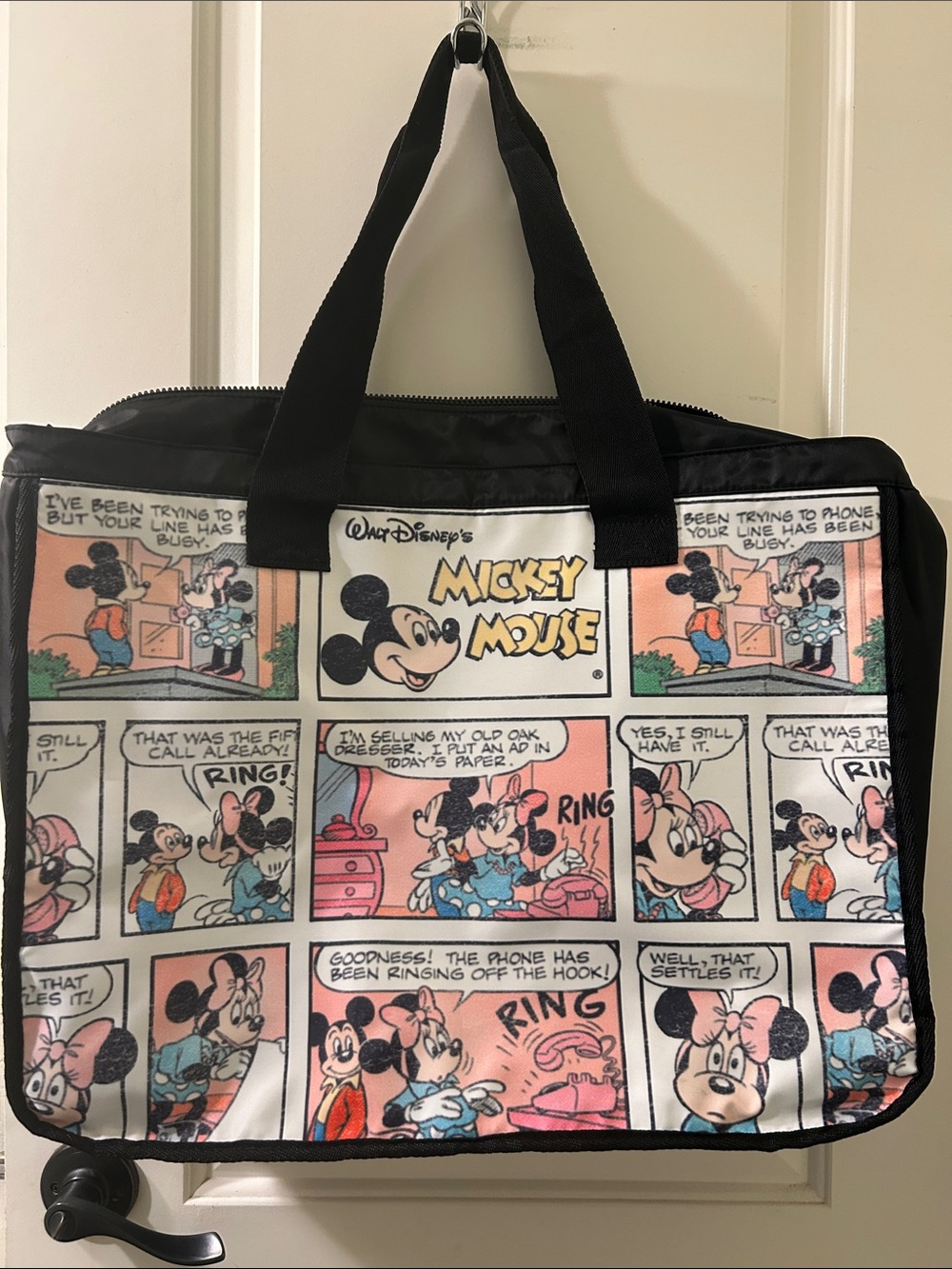 NWT Disney Mickey Mouse Comic Panel Tote Bag - Black with Multicolor Panels